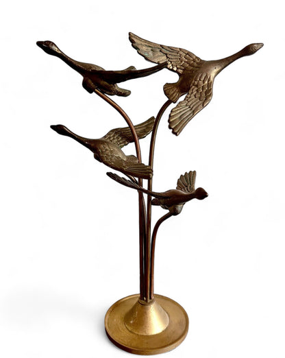 Vintage Brass Birds Midcentury Modern Art